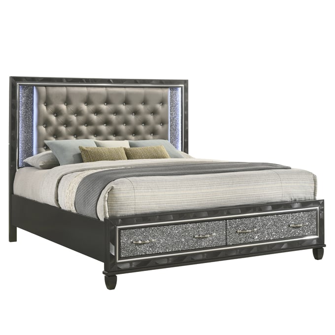 New Classic Furniture Radiance Black Pearl King Cal King Storage Footboard And Slats NCF-B976K-128