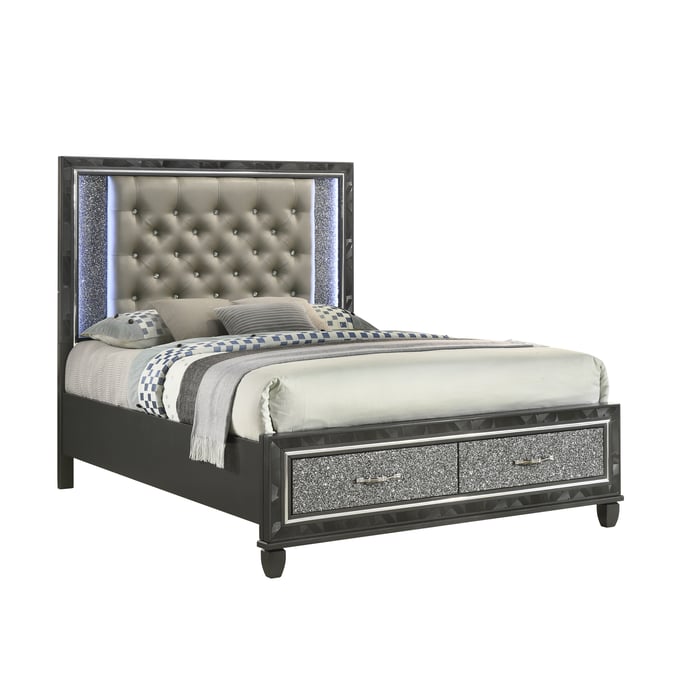 New Classic Furniture Radiance Black Pearl Queen Storage Footboard And Slats NCF-B976K-328