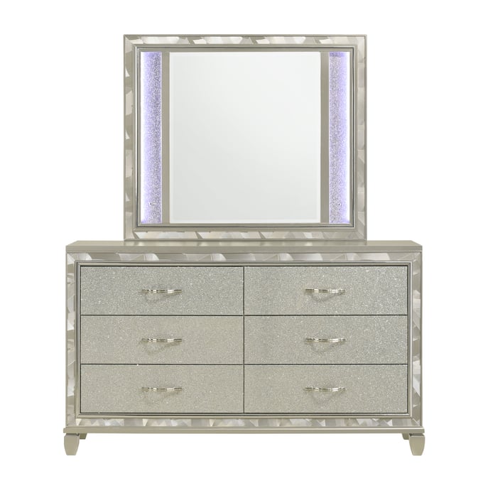 New Classic Furniture Radiance Silver Dresser and Mirror NCF-B976S-DRMR