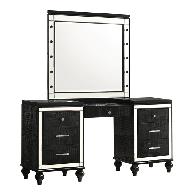 New Classic Furniture Valentino Black Vanity Desk with Mirror NCF-BA9698B-90-VNTY-DSK