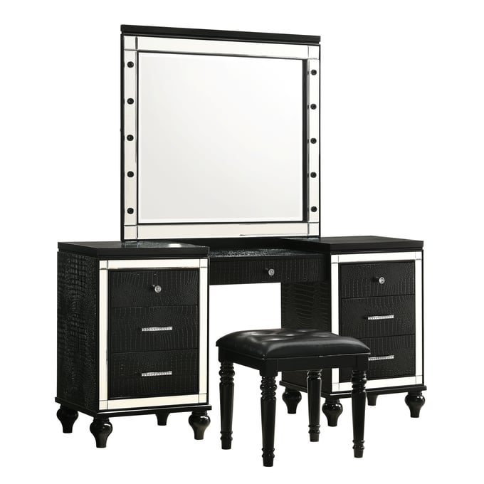 New Classic Furniture Valentino Black Vanity Set NCF-BA9698B-90-VNTY