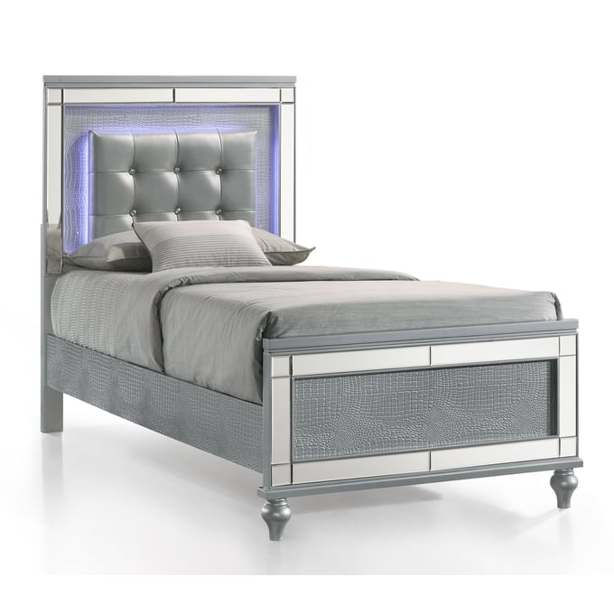 New Classic Furniture Valentino Silver Twin Bed NCF-BA9698S-T-BED