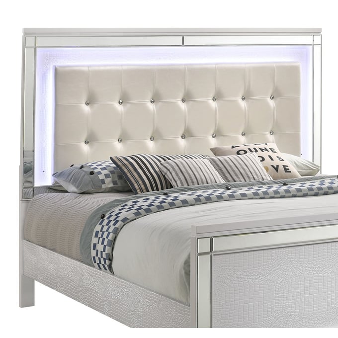 New Classic Furniture Valentino White Queen Lighted Headboard NCF-BA9698W-310