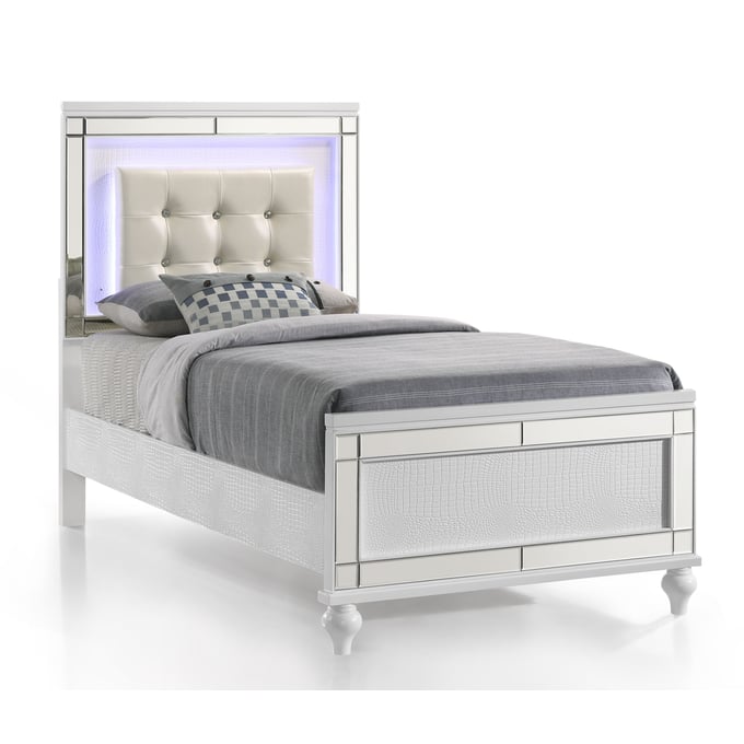 New Classic Furniture Valentino White Twin Bed NCF-BA9698W-T-BED