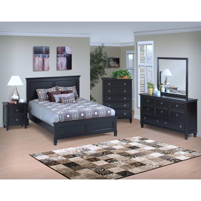 New Classic Furniture Tamarack Black 6pc Queen Bedroom Set B-DR-MR-CH-2NS NCF-02-044B-36N