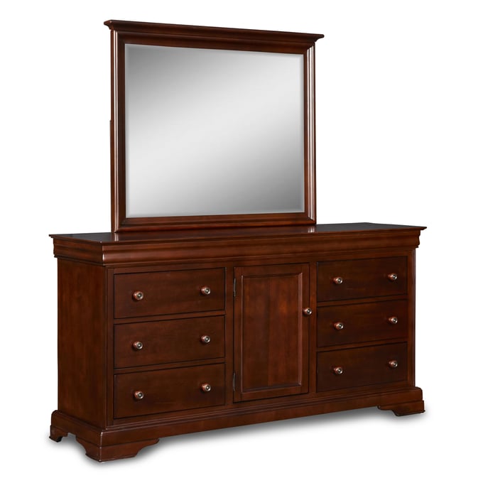 New Classic Furniture Versaille Cherry Dresser And Mirror NCF-BH1040-DRMR