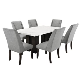 New Classic Furniture Faust White Black Gray 7pc Dining Room Set