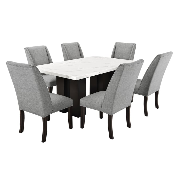 New Classic Furniture Faust White Black Gray 7pc Dining Room Set NCF-40-1221-D6C