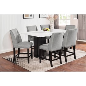 New Classic Furniture Faust Gray White Black 7pc Counter Height Bar Set