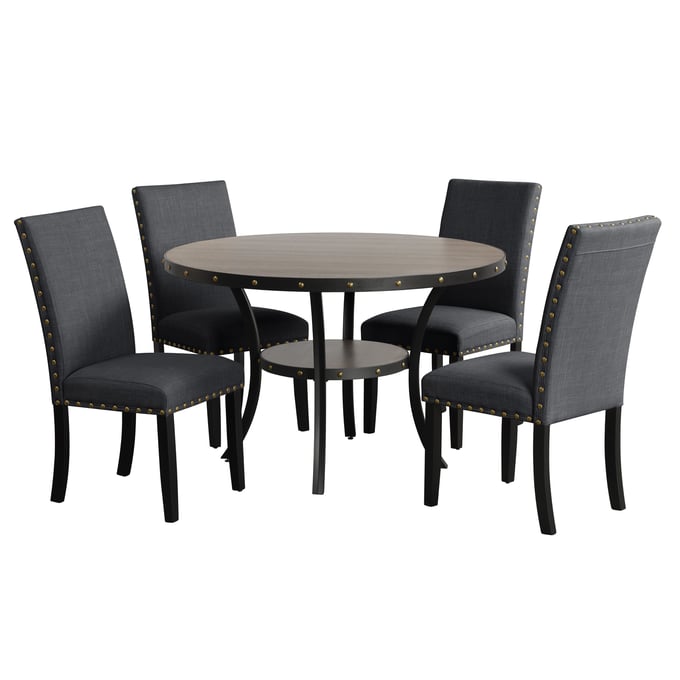 New Classic Furniture Crispin Smoke Granite Gray 5pc Dining Room Set NCF-D162-DR-S4