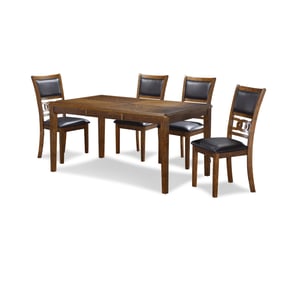 New Classic Furniture Gia Brown PU 60 Inch 5pc Dining Set