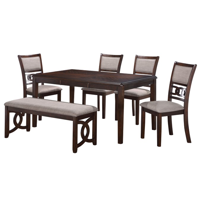 New Classic Furniture Gia Cherry 6pc Dining Room Set DT-4CH-BN NCF-40-1701C-D4CB