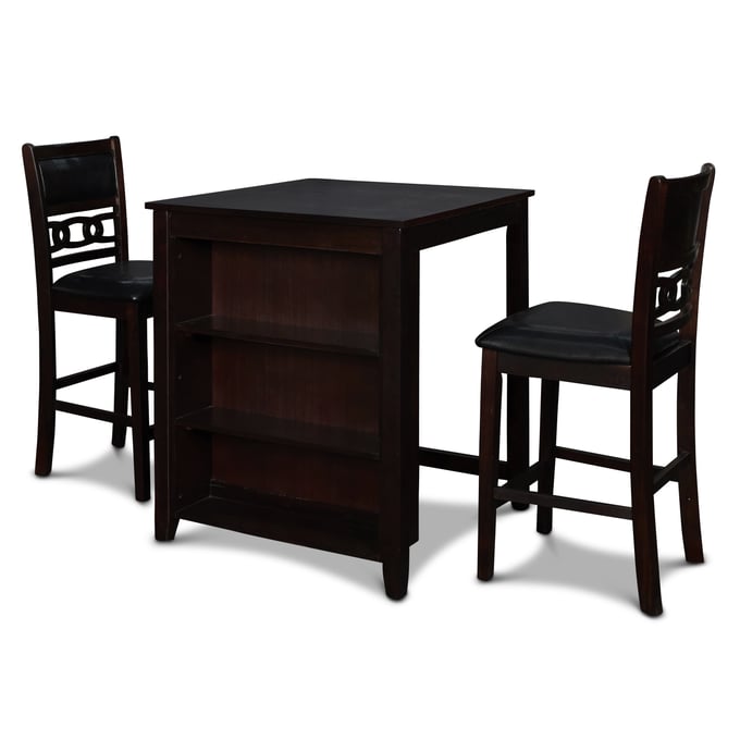 New Classic Furniture Gia Ebony PU 30 Inch 3pc Counter Height Set NCF-D1701-32S-EBY