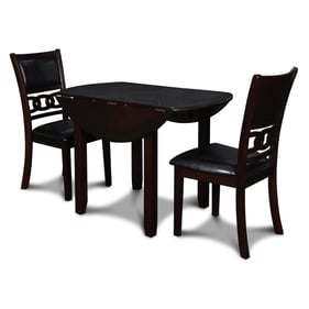 New Classic Furniture Gia Ebony PU 42 Inch 3pc Drop Leaf Dining Set