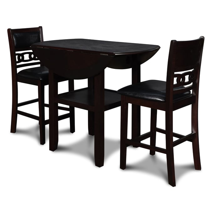 New Classic Furniture Gia Ebony PU 42 Inch 3pc Counter Height Set NCF-D1701-42S-EBY