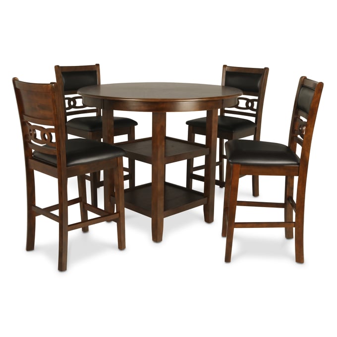 New Classic Furniture Gia Brown Round 5pc Counter Height Set NCF-D1701-52S-BRN