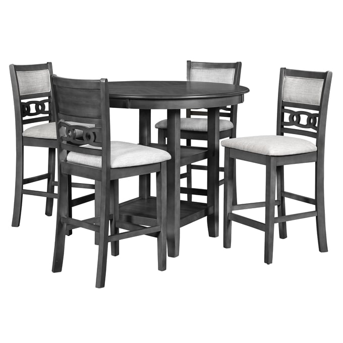 New Classic Furniture Gia Gray Round 5pc Counter Height Set NCF-D1701-52S-GRY