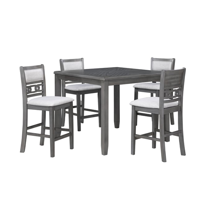 New Classic Furniture Gia Gray 42 Inch Square 5pc Counter Height Set NCF-D1701-542-GRY