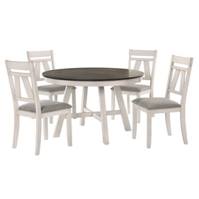 New Classic Furniture Maisie White Brown 5pc Round Dining Room Set