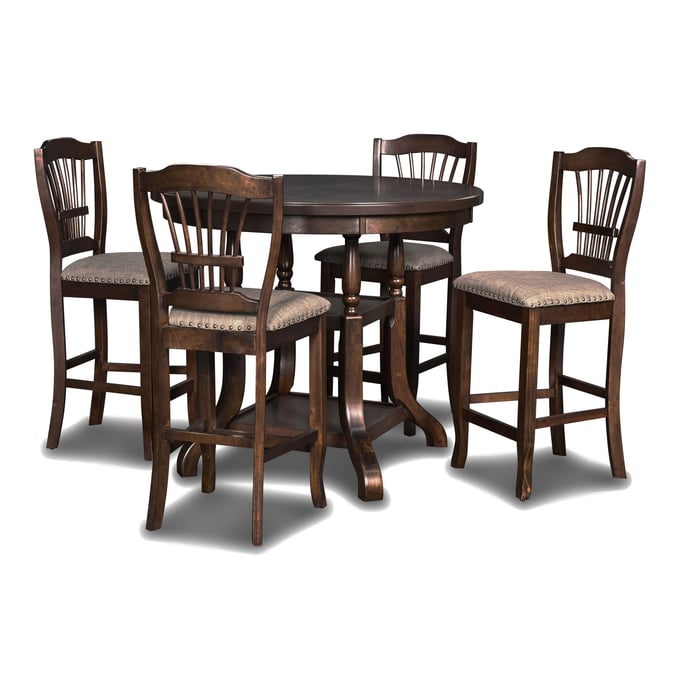 New Classic Furniture Bixby Black Espresso 5pc Counter Height Set NCF-D2541-BAR-S1