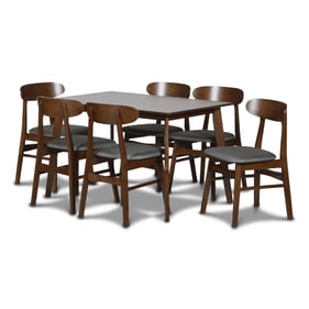 New Classic Furniture Morocco Walnut Brown Dark Gray 7pc Dining Room Set