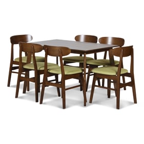 New Classic Furniture Morocco Walnut Brown Green 7pc Dining Room Set