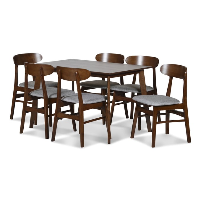 New Classic Furniture Morocco Walnut Brown Light Gray 7pc Dining Room Set NCF-D331-DR-7PC-S3