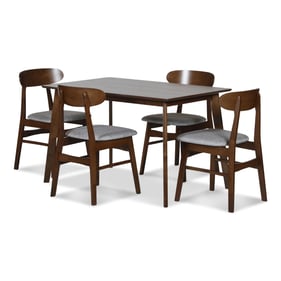 New Classic Furniture Morocco Walnut Brown Light Gray 5pc Dining Room Set