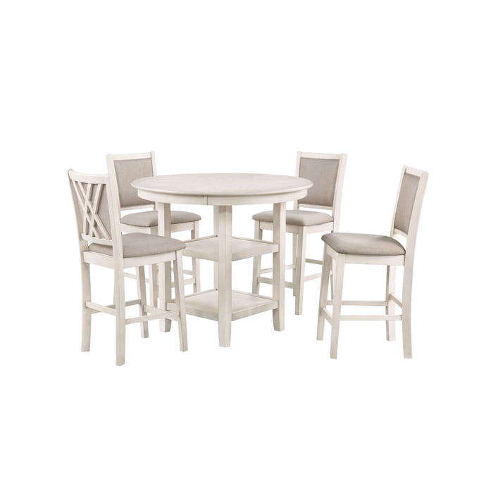 New Classic Furniture Amy Bisque 5pc Counter Table Set NCF-D3651-52S-BSQ