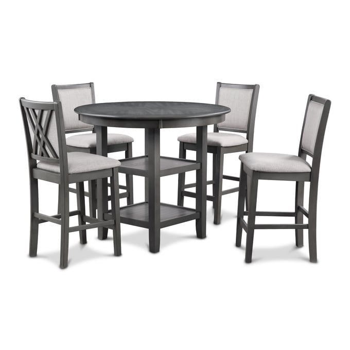 New Classic Furniture Amy Gray 5pc Counter Height Set NCF-D3651-52S-GRY