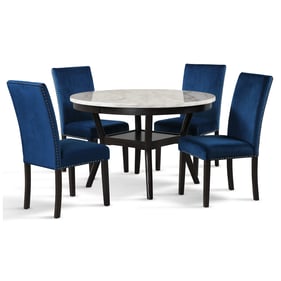 New Classic Furniture Celeste Black Blue 5pc Round Dining Room Set