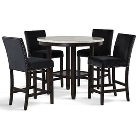 New Classic Furniture Celeste Black 5pc Round Counter Height Set