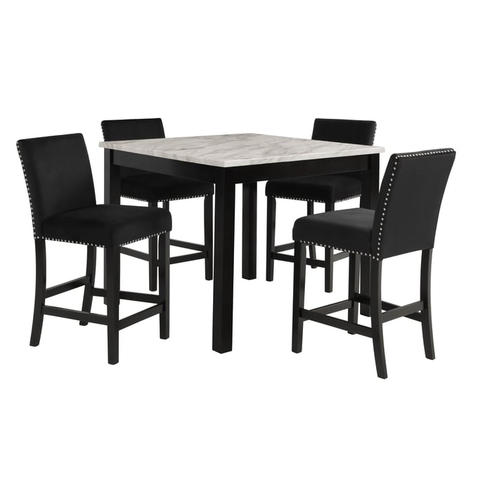 New Classic Furniture Celeste Black 42 Inch 5pc Counter Height Set NCF-D400-52S-BLK