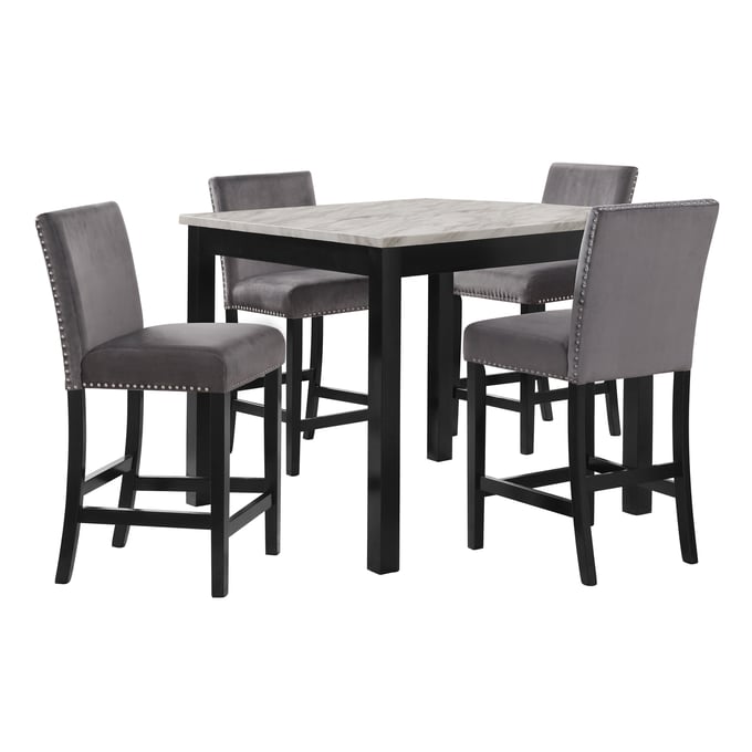 New Classic Furniture Celeste Gray 42 Inch 5pc Counter Height Set NCF-D400-52S-GRY