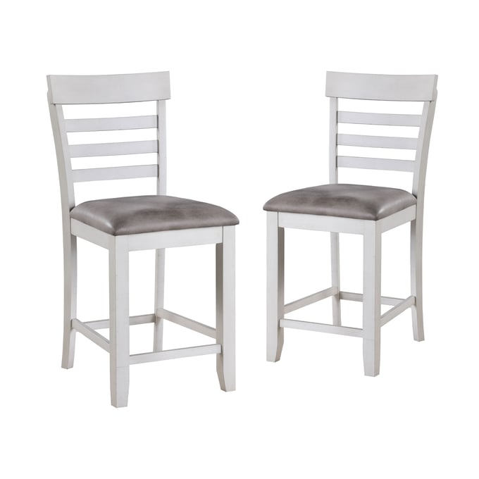 2 New Classic Furniture Richland White Brown Counter Height Chairs NCF-D7522-22