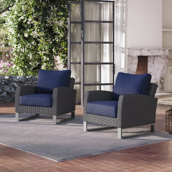 2 New Classic Furniture Fiji Blue Patio Club Chairs NCF-G801C-10S