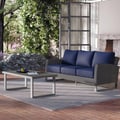 Fiji 2 Pc Sofa And Slat Top Coffee Table Set-Blue