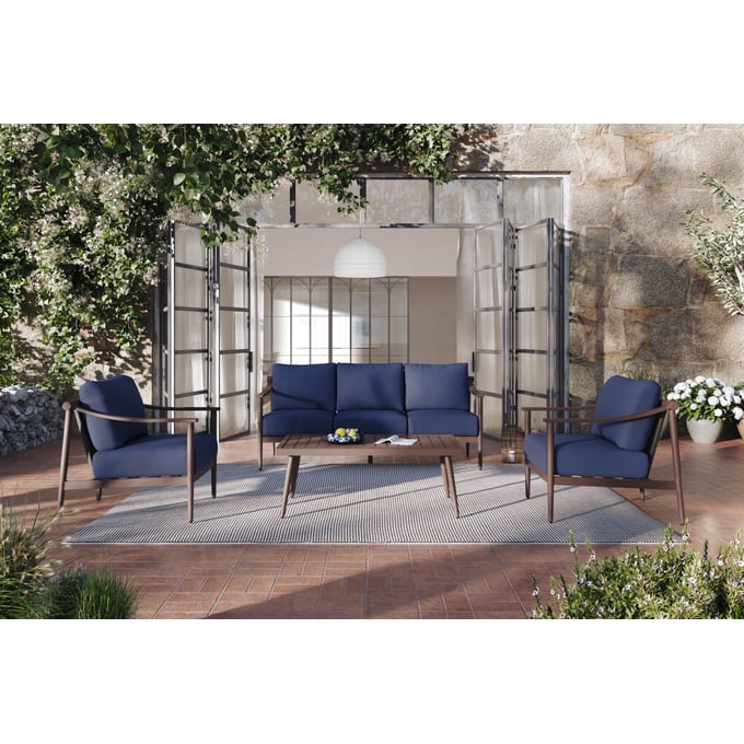 New Classic Furniture Moana Blue 4pc Outdoor Conversation Set NCF-G814B-4S