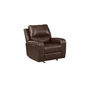 New Classic Furniture Linton Brown Glider Recliner With Power Footrest