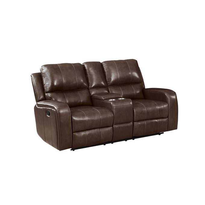 New Classic Furniture Linton Brown Console Loveseat With Dual Recliners NCF-L1721-25-LDB