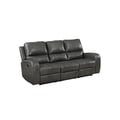 Linton Leather Sofa W/Dual Recliner-Gray