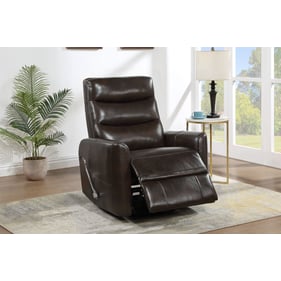 New Classic Furniture Takami Brown Leather Swivel Recliner