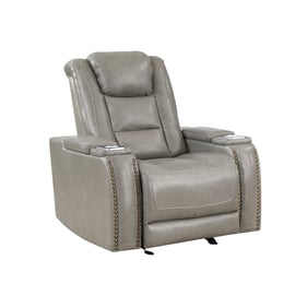 New Classic Furniture Breckenridge Light Gray Glider Recliner with Power Fo...