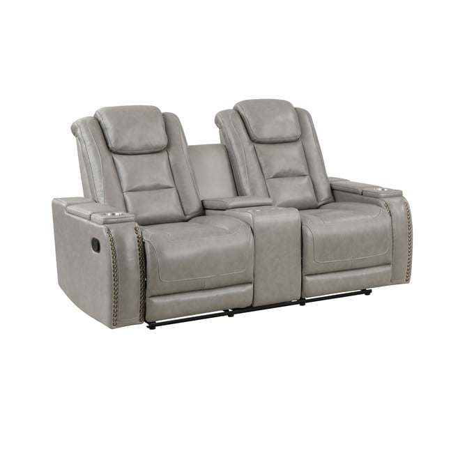 New Classic Furniture Breckenridge Light Gray Console Loveseat with Dual Recliner NCF-L3183-25-LGY