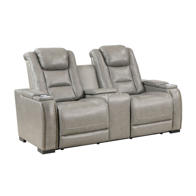 New Classic Furniture Breckenridge Light Gray Console Loveseat with Power Footrest and Headrest NCF-L3183-25P2-LGY