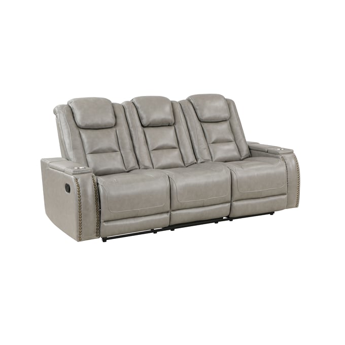 New Classic Furniture Breckenridge Light Gray Sofa with Dual Recliner NCF-L3183-30-LGY