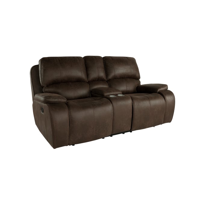 New Classic Furniture Brooking Brown Console Loveseat with Dual Recliners NCF-U093-25-BRN