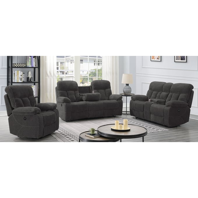 New Classic Furniture Bravo Charcoal 3pc Power Living Room Set with Power Footrest NCF-U1165P-LR-S2