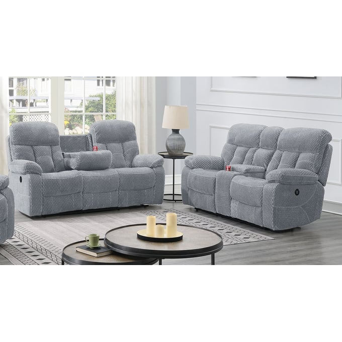 New Classic Furniture Bravo Light Gray 2pc Living Room Set With Power Footrest NCF-U1165P1-LR-S1