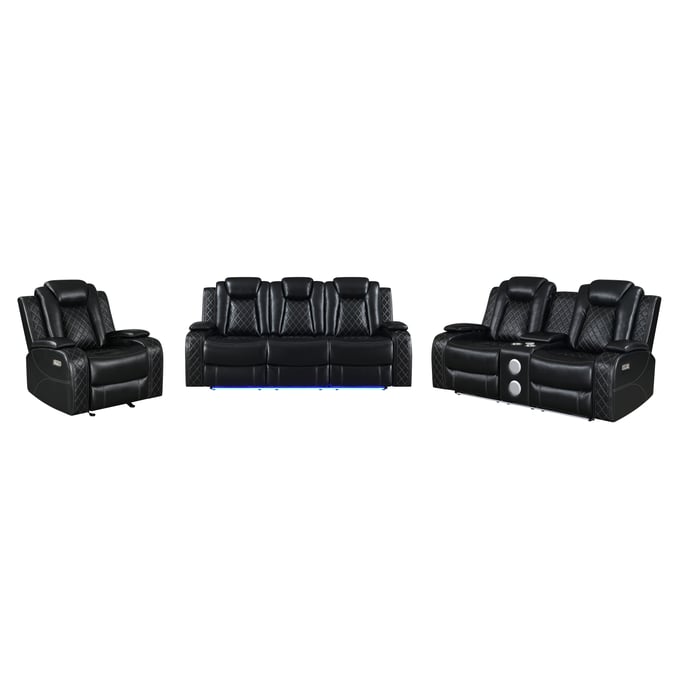 New Classic Furniture Orion Black Power Headrest Footrest 3pc Living Room Set NCF-U1769-25P2-LR-S1